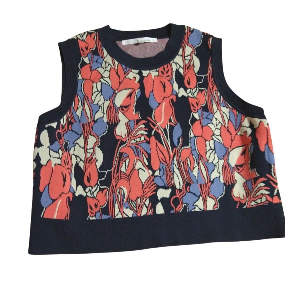 Rachel Rachel Roy Sleeveless Floral Knit Sweater Top XXL Multicolor